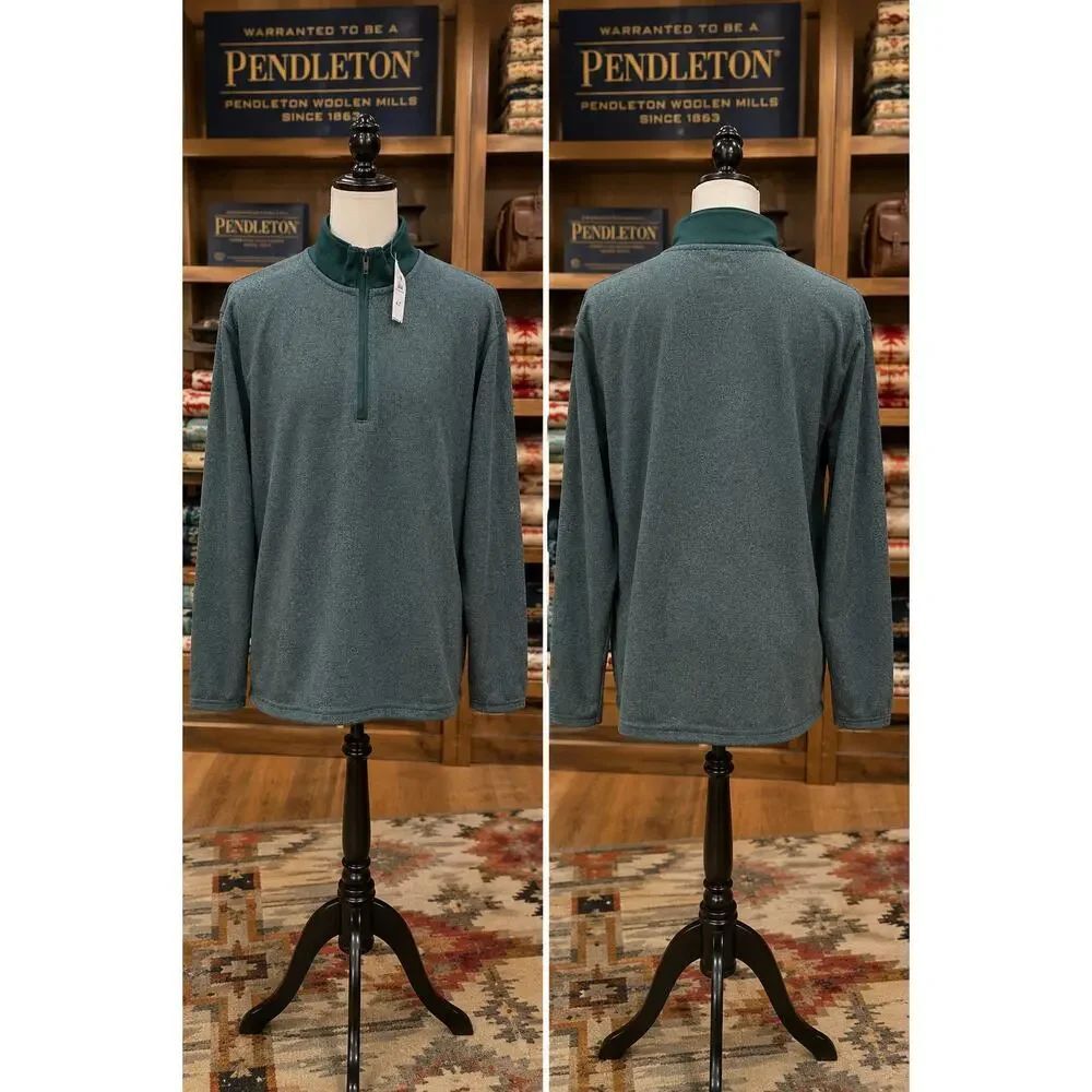 Pendleton Quarter Zip Pullover XL Green Wool Blend Sweater NWT